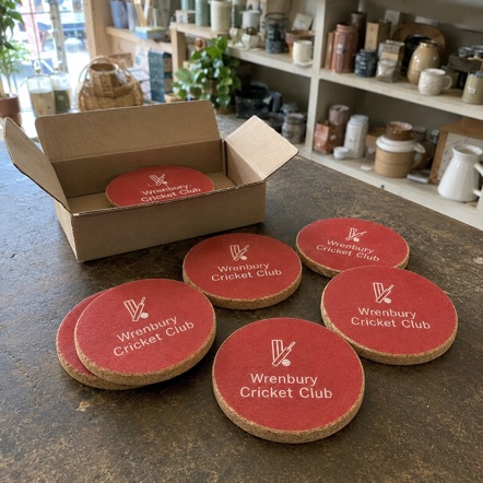 Branded cork coasters with logo