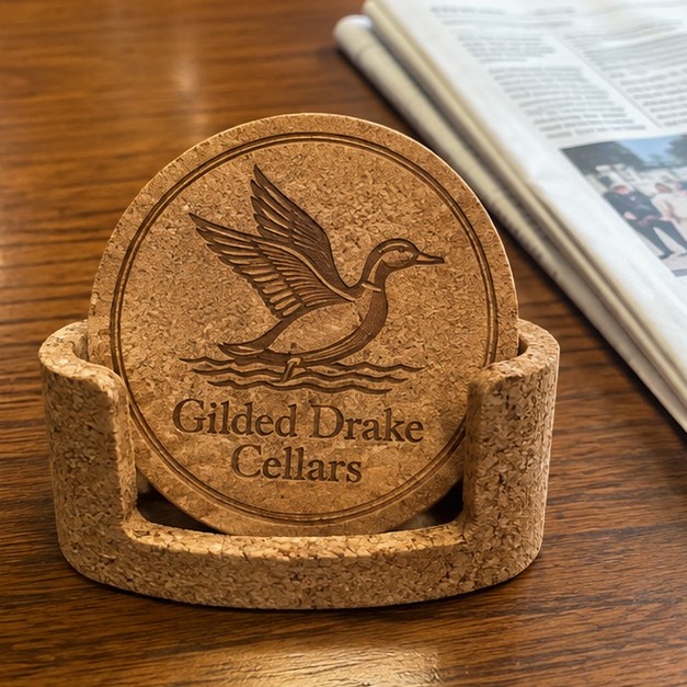 Cork coasters with logo — customer photo