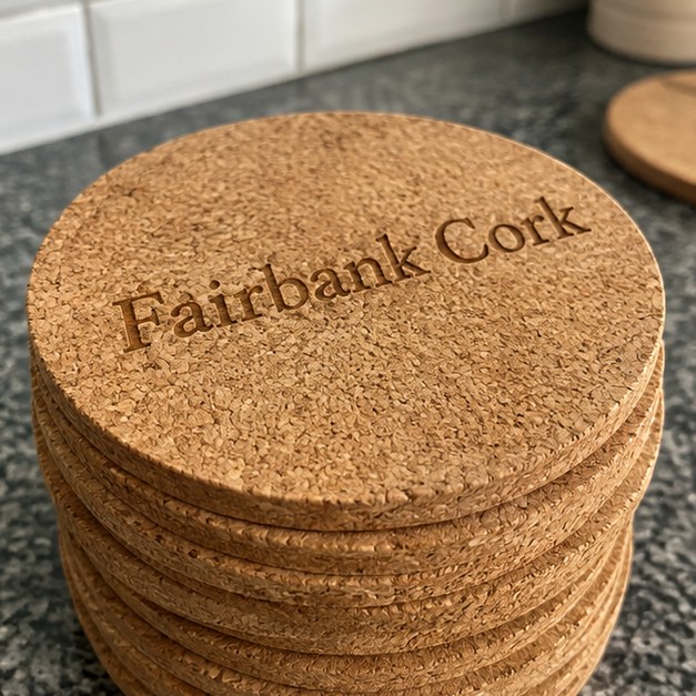 Custom cork coasters — customer photo